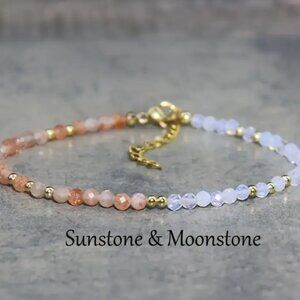 ✨NEW✨ Elegant Boho Sunstone & Moonstone Beaded Bracelet